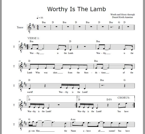 PDF Worthy Is The Lamb (Lead Sheet) Key of D - Image 2